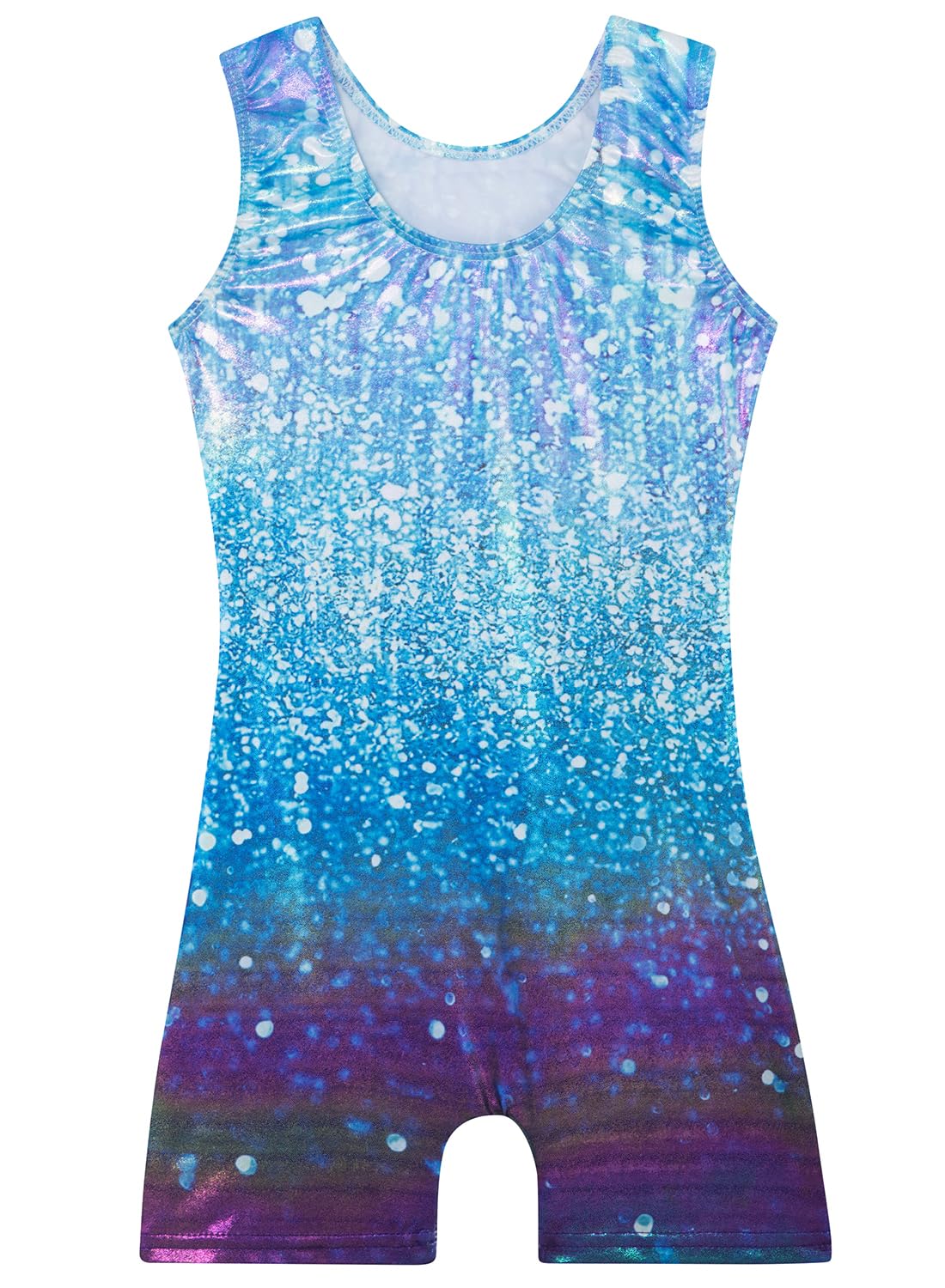 Gymnastics Leotards for Girls Toddler Ballet Dance Tumbling Outfits 3t 4t Kids Sleeveless Gymnastic Biketard with Shorts Sparkly Dancwear Unitards Clothes Bodysuit (Blue Glitter, 3-4T)