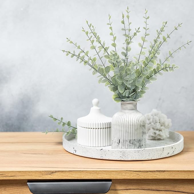 18pcs Eucalyptus Stems Greenery Stems Fake Leaves Artificial Flowers Bouquet Faux Branches Centerpiece Flores Plants for Home Party Decor Wedding Decoration