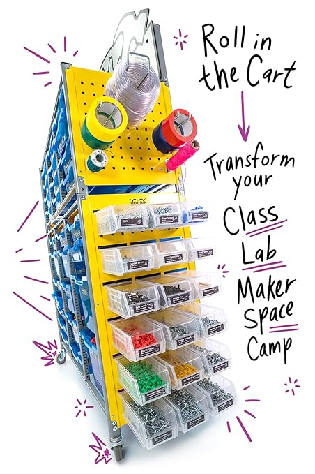 Maker Cart 2.0; Portable Maker Space with Curriculum & Activities for Classrooms & Schools (Elementary, Middle, High); Teacher Designed Science, Engineering, STEM, STEAM, DIY, NGSS Projects