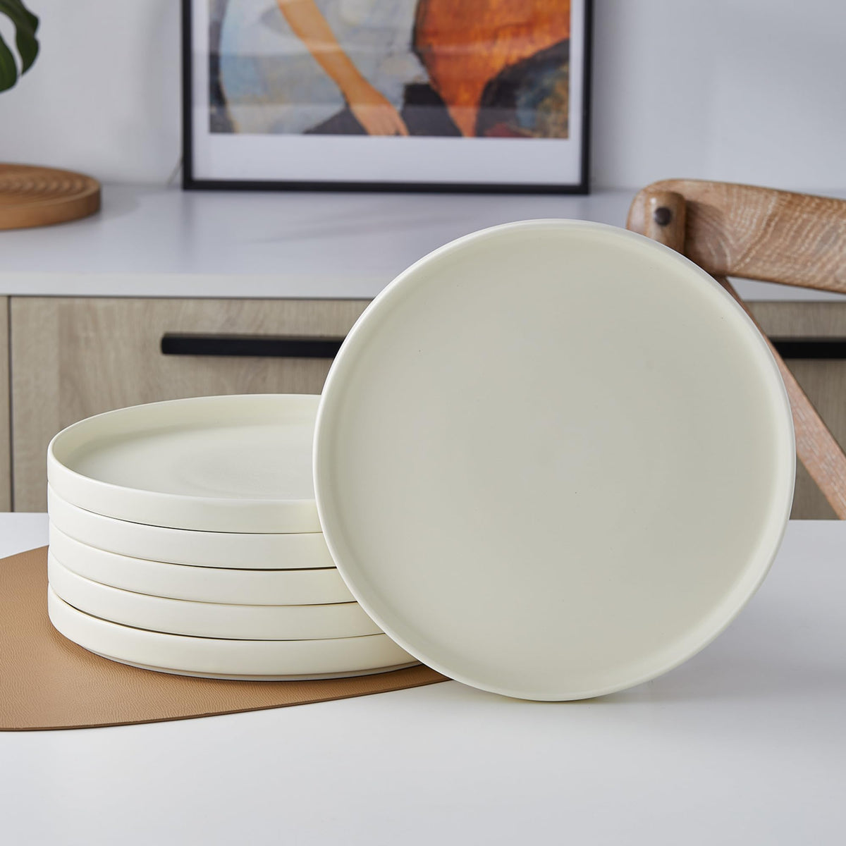 Stone Lain Stella Dinner Plate 6-Piece Set, Round, Porcelain, Honeydew