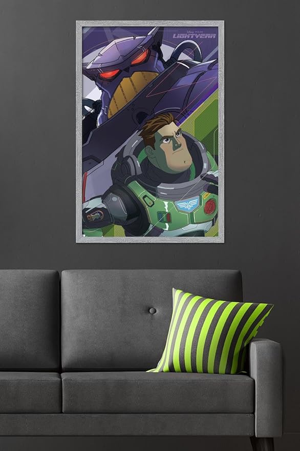 Trends International Disney Pixar Lightyear - Buzz and Zurg Wall Poster, 34L x 22.4W, Gray Framed Version