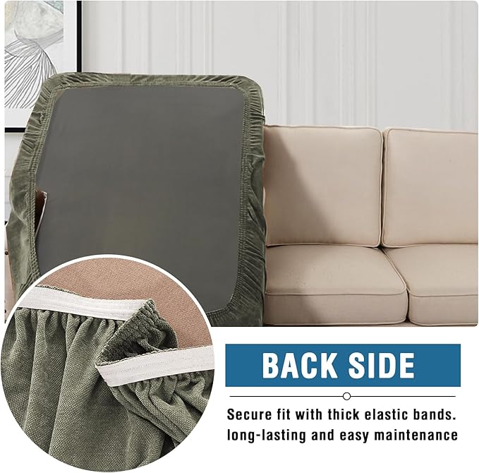 H.VERSAILTEX Chenille Chaise Couch Cover High Stretch Sectional Couch Covers for L Shaped Sofa Both Left/Right Thick Soft L Shaped Couch Cover(Chaise Cushion Cover,Tea Tree)