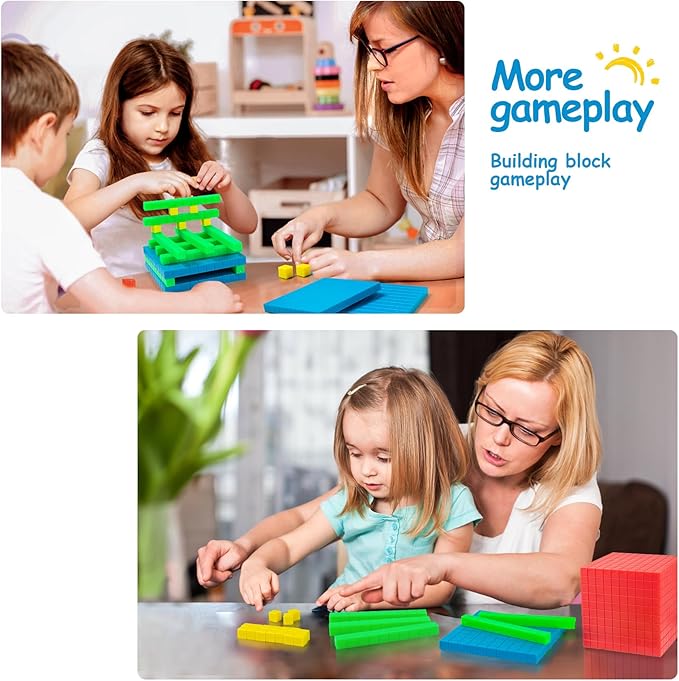 334 PCS Base Ten Blocks Set,Contains 110 rods Counting Cubes to Help Kids Learn Maths. 2 Boxes-Pack.