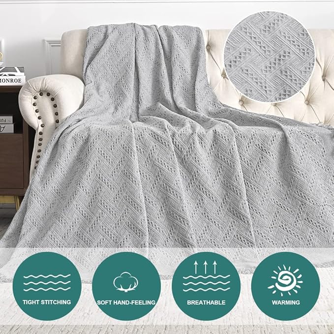 MYSKY HOME Light Grey Geometrical Sofa Covers, Couch Cover for 2 Cushion Couch, Sectional Couch Cover Living Room Sofa Throws Sofa Slipcovers for Pets, & Kids (X-Large, 71" x 118", Light Grey)