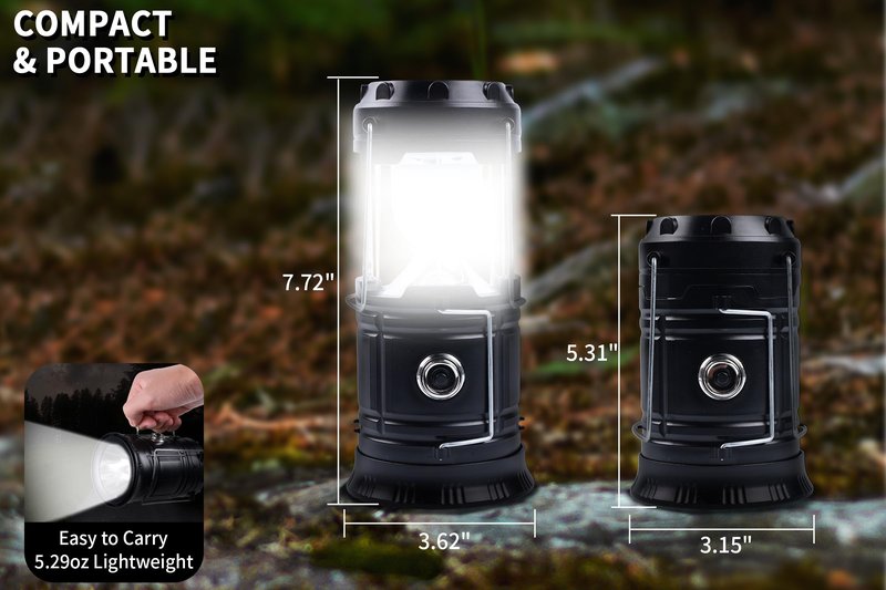 KunHe 5-Pack 1800mAh Collapsible Portable LED Camping Lantern Lightweight Waterproof USB Rechargeable LED Flashlight Kits for Indoor Outdoor Home Emergency Light Power Hiking