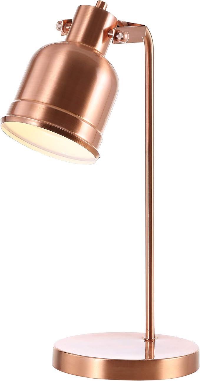 JONATHAN Y 18" Copper Metal LED Task Lamp, Modern Industrial Adjustable Desk Lamp with Swinging Shade for Home Office or Bedroom, UL Listed, LED Bulb Included JYL6112A