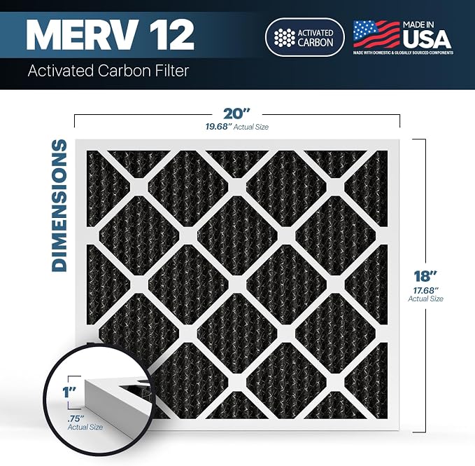 BNX TruFilter 18x20x1 MERV 12 Odor Defense AC Furnace Air Filter