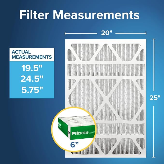 Filtrete 20x25x6 AC Furnace Air Filter, MPR 700, MERV 8, Fits AprilAire &