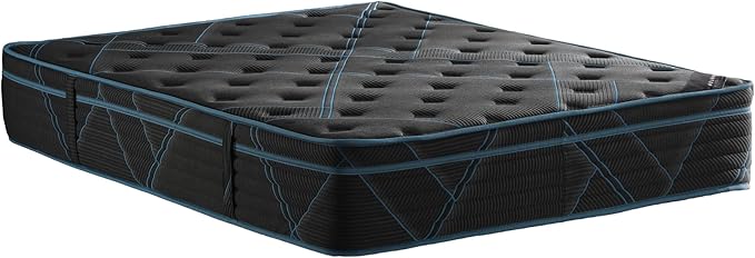Ottomanson Full 13" Luxury Black vBlue Eurotop Mattress - Inspired by Ancient Egypt - Medium-Firm Memory Foam Comfort - Premium Quilted Cover - Made in USA - Fiberglass-Free - Bed in a Box