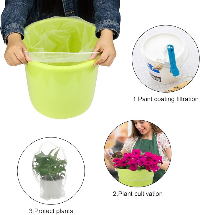 Paint Strainer Bags White Fine Mesh Filters Bag Bucket Elastic Opening Strainer