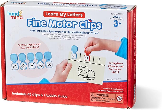 hand2mind Learn My Letters and Numbers Fine Motor Clips Bundle - Alphabet and Math Activities for Toddlers
