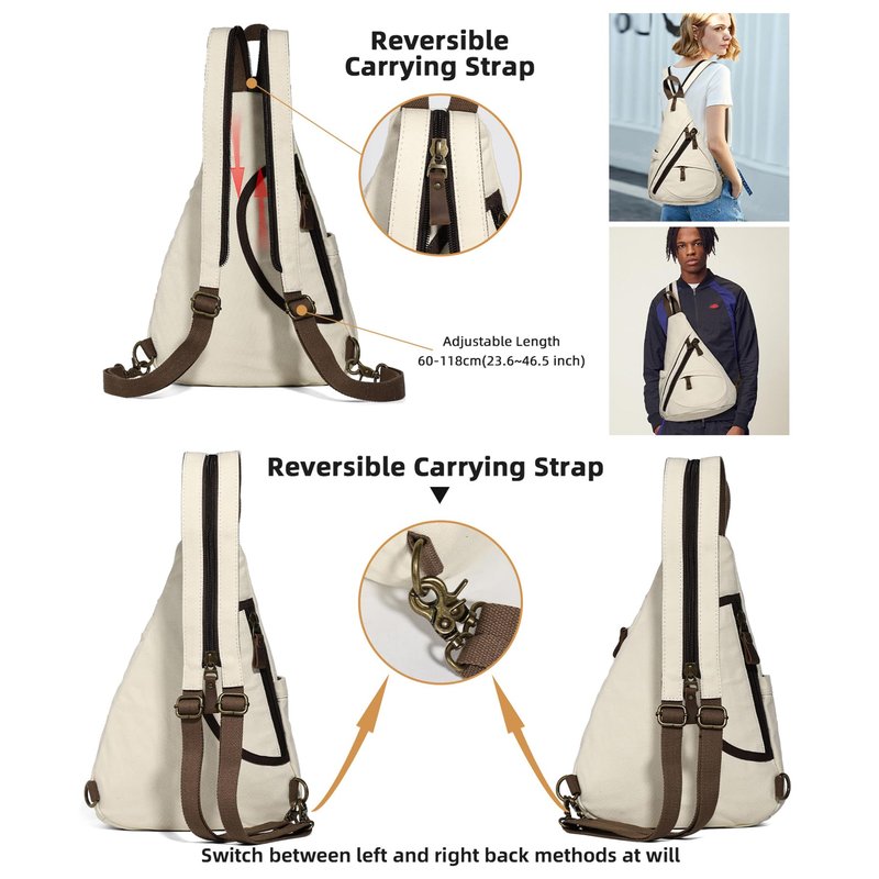 KL928 Canvas Sling Bag - Small Crossbody Backpack Shoulder Casual Daypack Rucksack for Men Women(Yellow+Orangered)