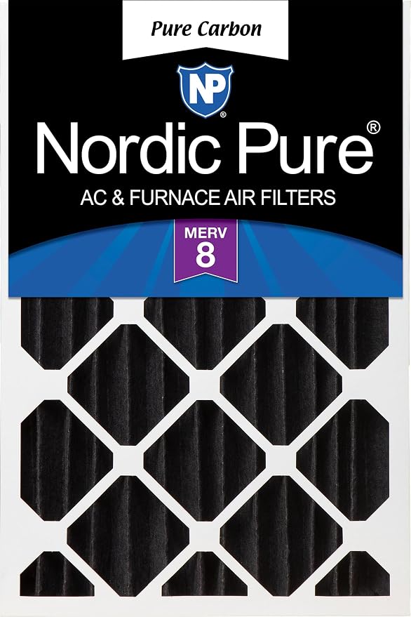 Nordic Pure 16x25x4 Pure Carbon Pleated Odor Reduction Merv 8 Furnace Filter 1