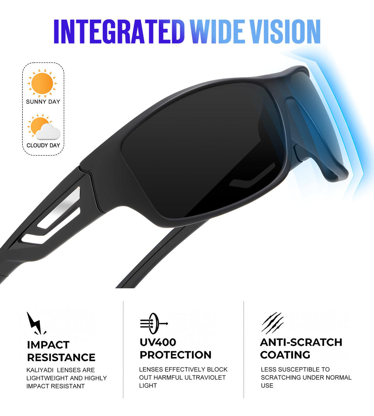 KALIYADI Sunglasses-Men Polarized Sports Sun-glasses: Mens Sunglasses Polarized UV Protection Driving Running Cycling Outdoor