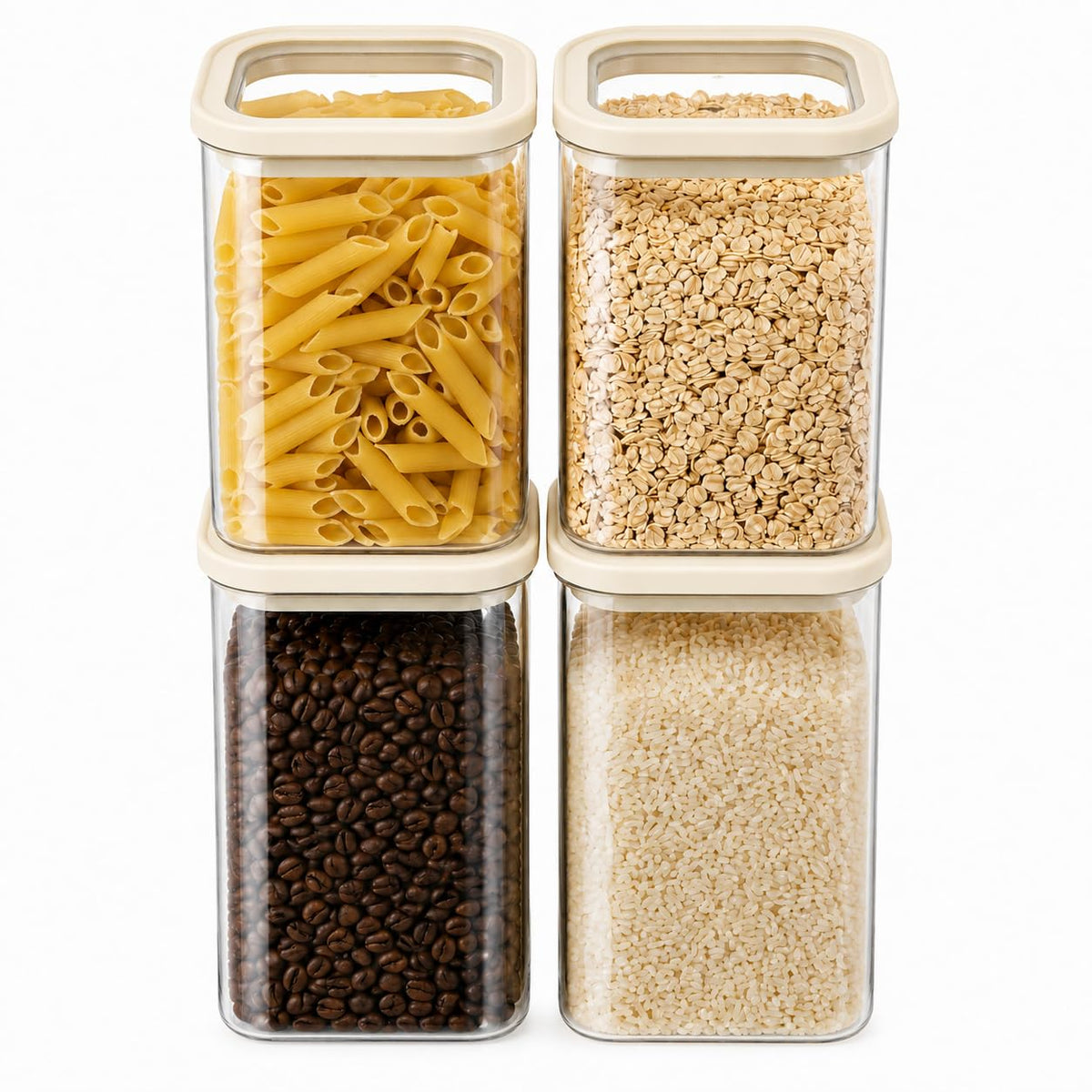 4-Pack Glass Pantry Storage Containers with Glass Lids 40 fl oz Each