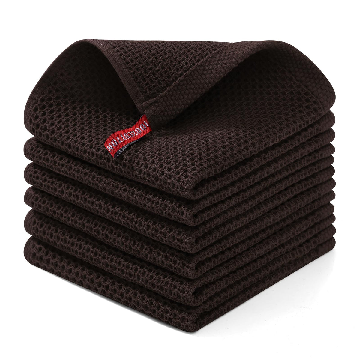Homaxy 100% Cotton Waffle Weave Kitchen Dish Cloths, Ultra Soft Absorbent Quick Drying Dish Towels, 12 x 12 Inches — 12 x 12 - 12 Pack — 12 X 12 - 6 Pack