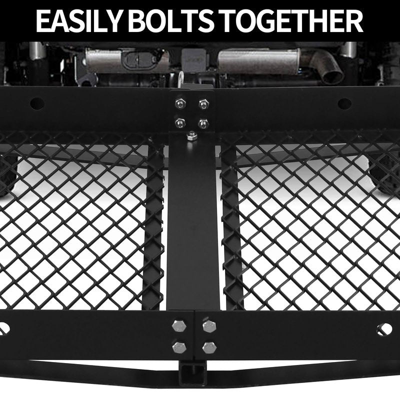 48 x 20 Tray Hitch Cargo Carrier,Hitch Mount Cargo Basket - 300 LBS Capacity, 1-1/4" & 2" Universal Adapter Shank, Carbide Black Powder Coat - Fits Cars, SUVs, Trucks