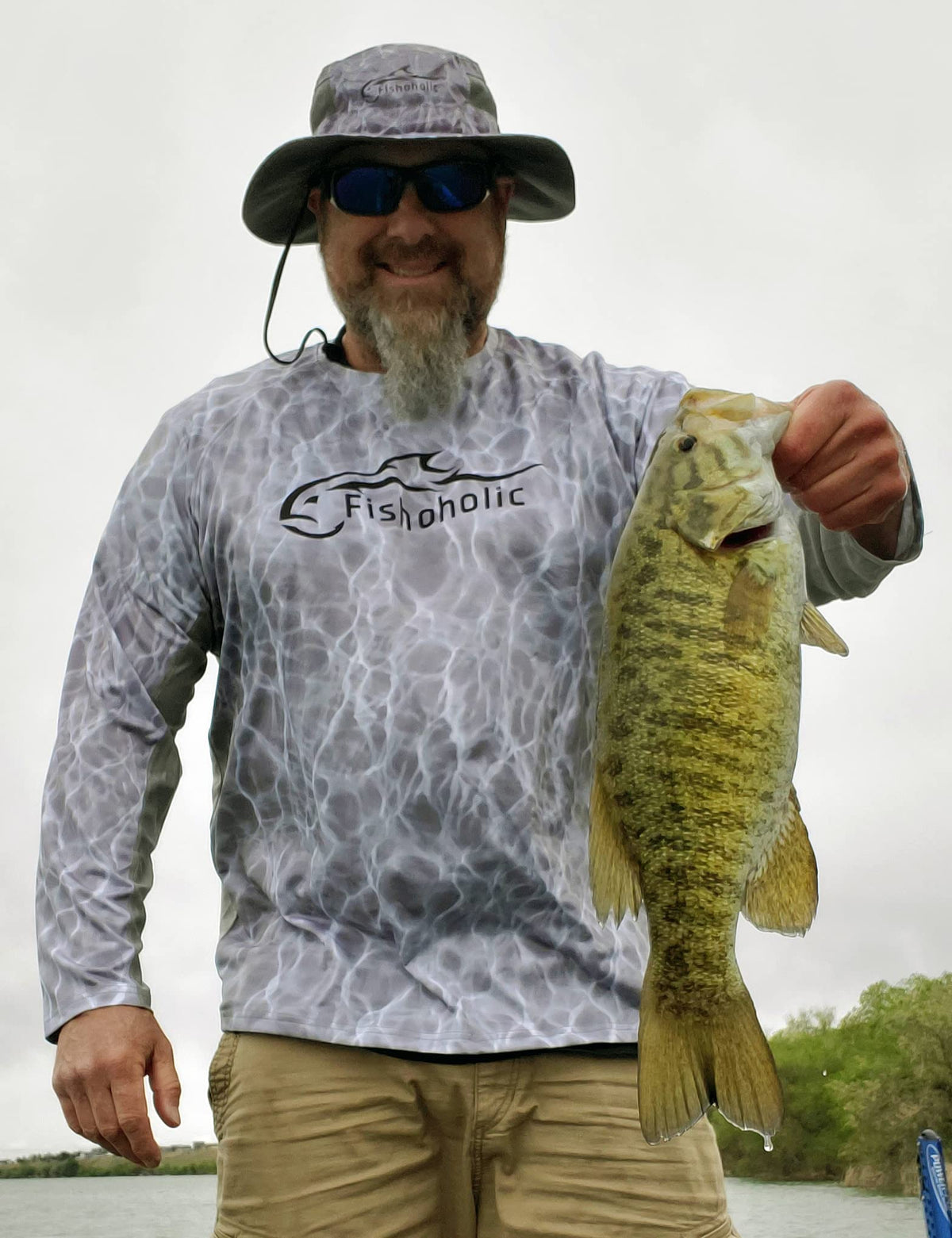 Fishoholic Fishing Hat - UPF50+ Sun Protection Wide Brim Bucket Hat with Straps