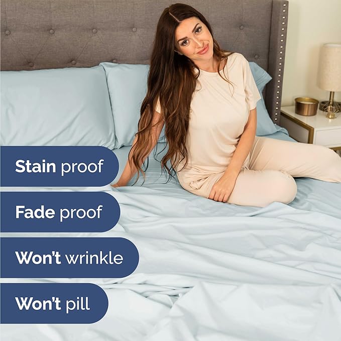 Twin Size 3 Piece Sheet Set - Comfy Breathable & Cooling Bed Sheets Set - Hotel Luxury Bedding for Women, Men, Kids, Teens, Boys & Girls - Deep Pockets, Ultra-Soft, Wrinkle Free - Oeko-Tex - Ice Blue