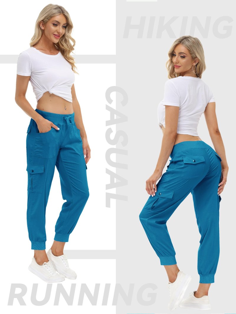 MoFiz Hiking Cargo Pants for Women with Pockets Lightweight Quick Dry Athletic Outdoor Summer Travel Casual Joggers Sweatpants Sapphire Blue 2XL