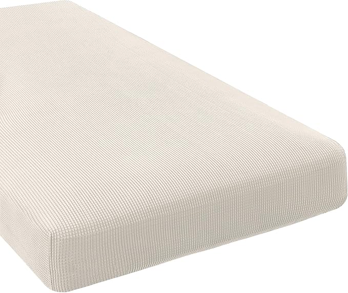 H.VERSAILTEX Super Stretch Individual Chaise Cover Sectional Couch Covers for L Shaped Sofa Both Left/Right Featuring Thick Jacquard Textured Twill Fabric (1 Piece Chaise Cover, Cream)