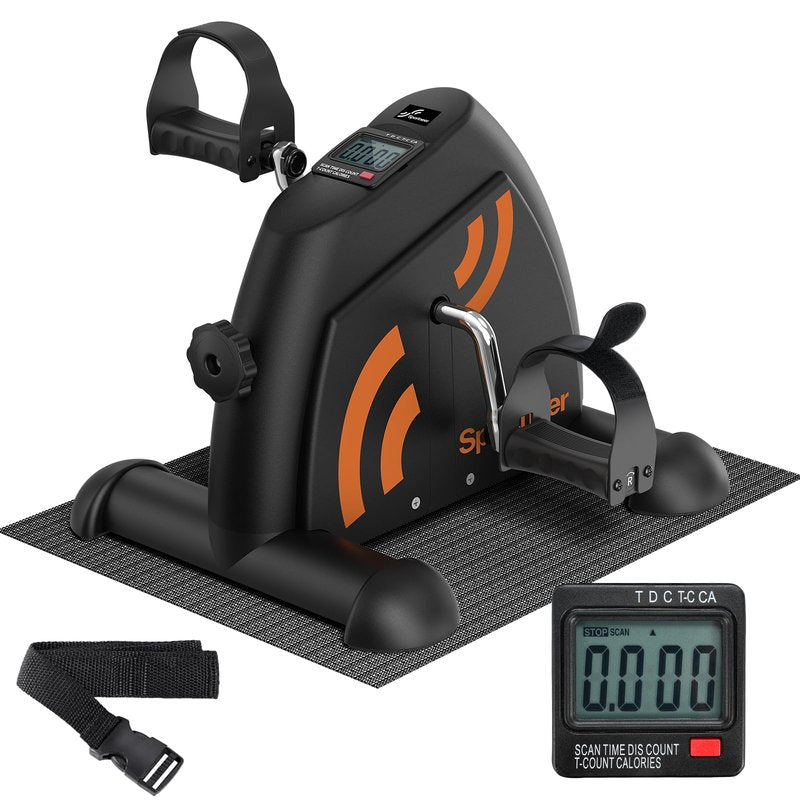 Sportneer Under Desk Bike Pedal Exerciser: Mini Exercise Bike Portable Peddler Sitting for Seniors with LCD Display Arm & Leg Bike Pedals Exerciser with Anti-Skid Mat for Home Office Black Orange