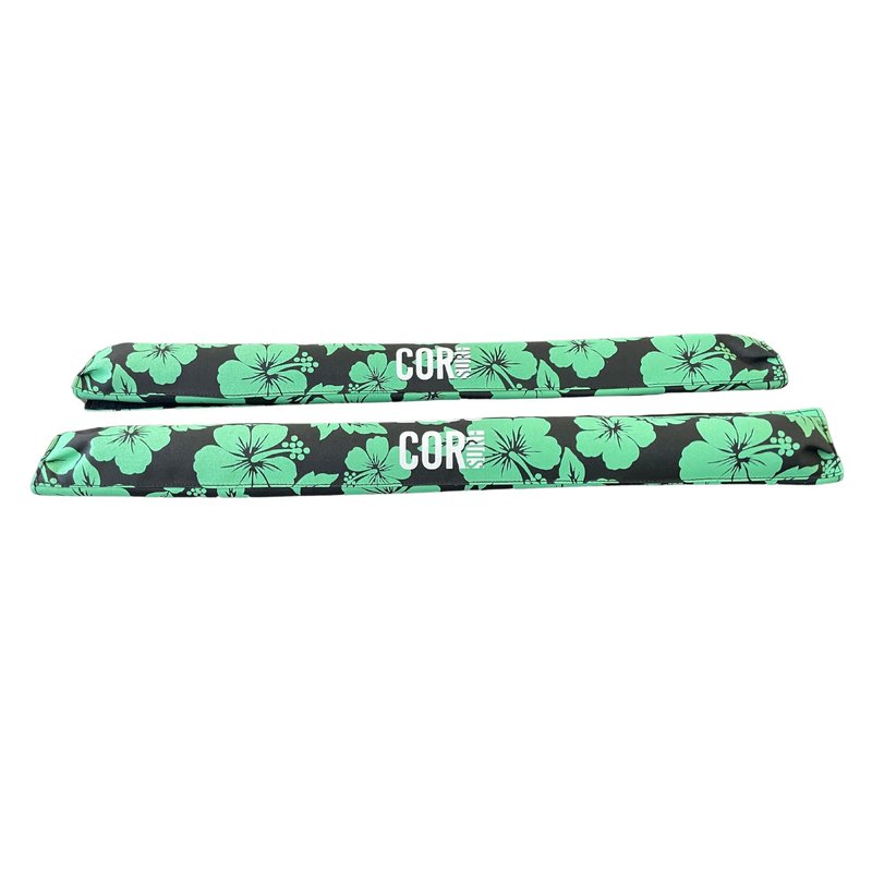 Aero Car Roof Soft Rack Pad (Pair) for Surfboard, Kayak, Snowboard, SUP, Canoe and Paddleboard for Large Aero Bars (Green, 28" Narrow)