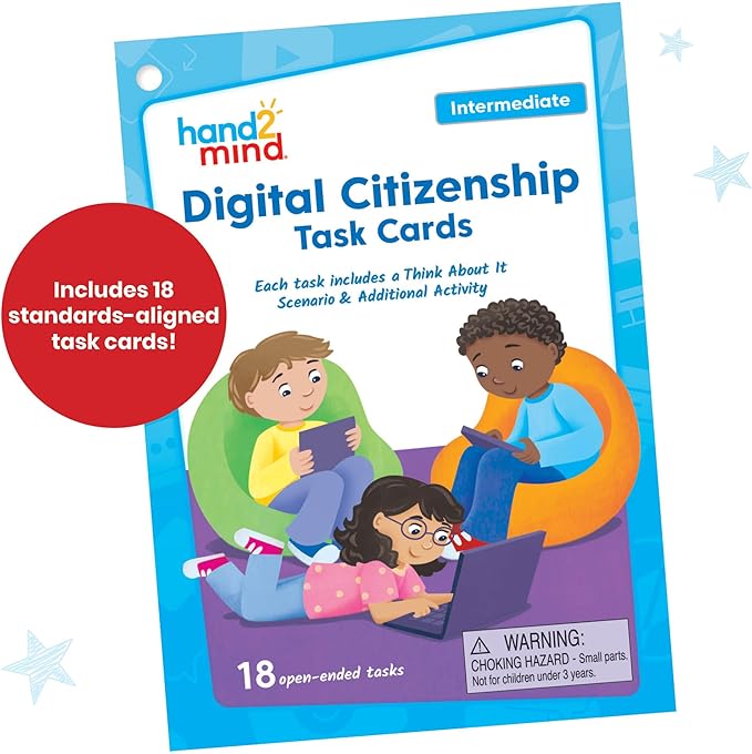 hand2mind Digital Citizenship Intermediate Task Cards, Ages 8+, Computer Science & Technology for Kids 8-12, STEM Projects, STEM Activities for Classroom, Science Classroom Supplies