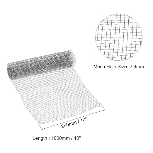 PATIKIL 40" L x 10" W Woven Wire Mesh, 8 Mesh 316L Stainless Steel Air Vent