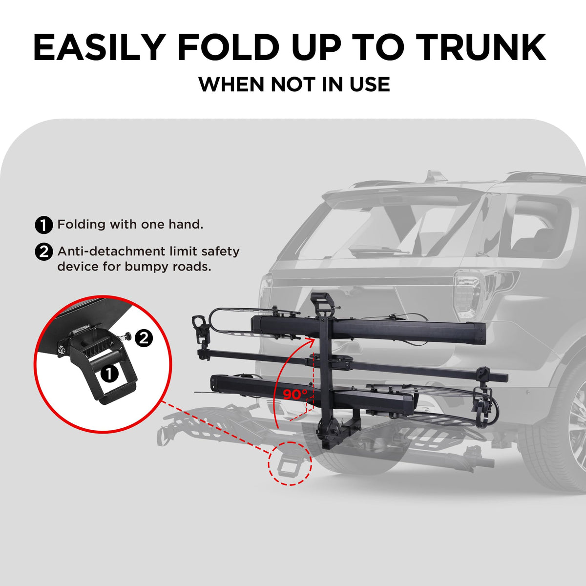 Young Hitch Mounted 2-Bike Rack with Two Posts for Standard, Mountain, Fat Tire Bikes, fit Car, SUV, Van, RV, Trailer, 200 lbs. Capacity