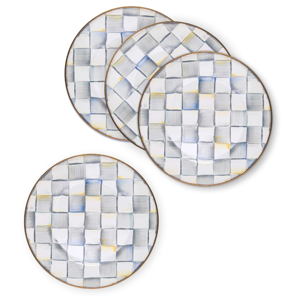 MACKENZIE-CHILDS Enamel Dinner Plate, Green-and-White Emerald Check
