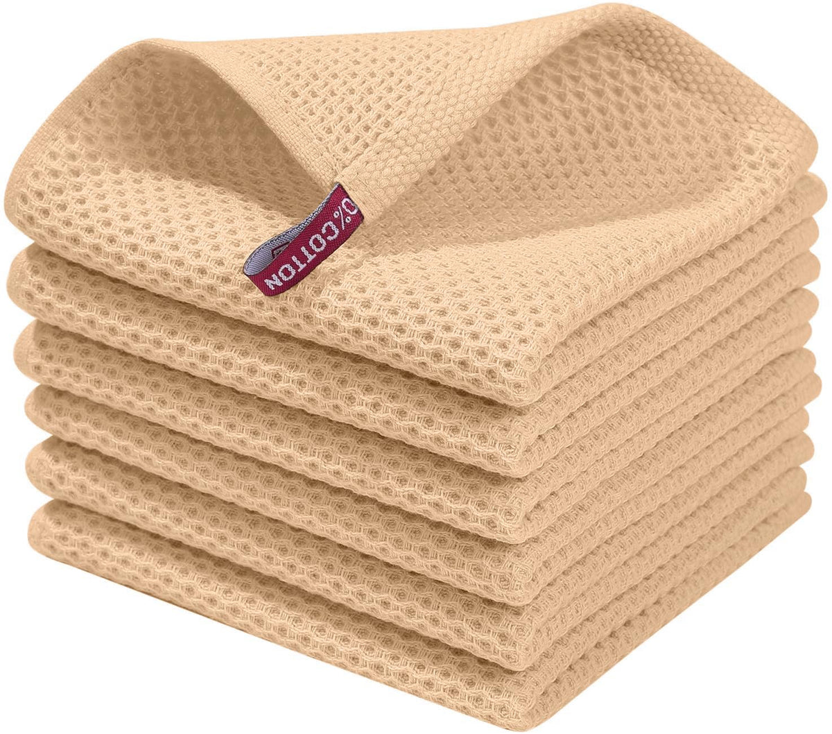 Homaxy 100% Cotton Waffle Weave Kitchen Dish Cloths, Ultra Soft Absorbent Quick Drying Dish Towels, 12 x 12 Inches — 12 x 12 - 12 Pack — 12 X 12 - 6 Pack