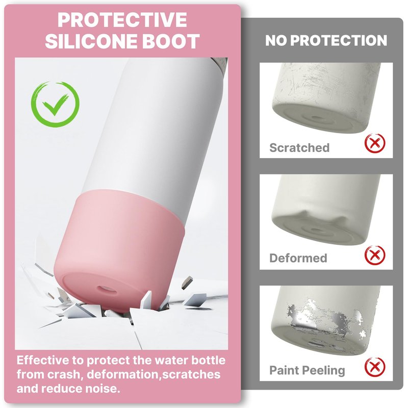 Diumepo Silicone Boot for 32 oz Owala Water Bottles, Anti-Slip Protective Sleeve for Owala Twist & FreeSip & Flip Insulated Water Bottle, Boot Bottom Base for Owala (Pink)