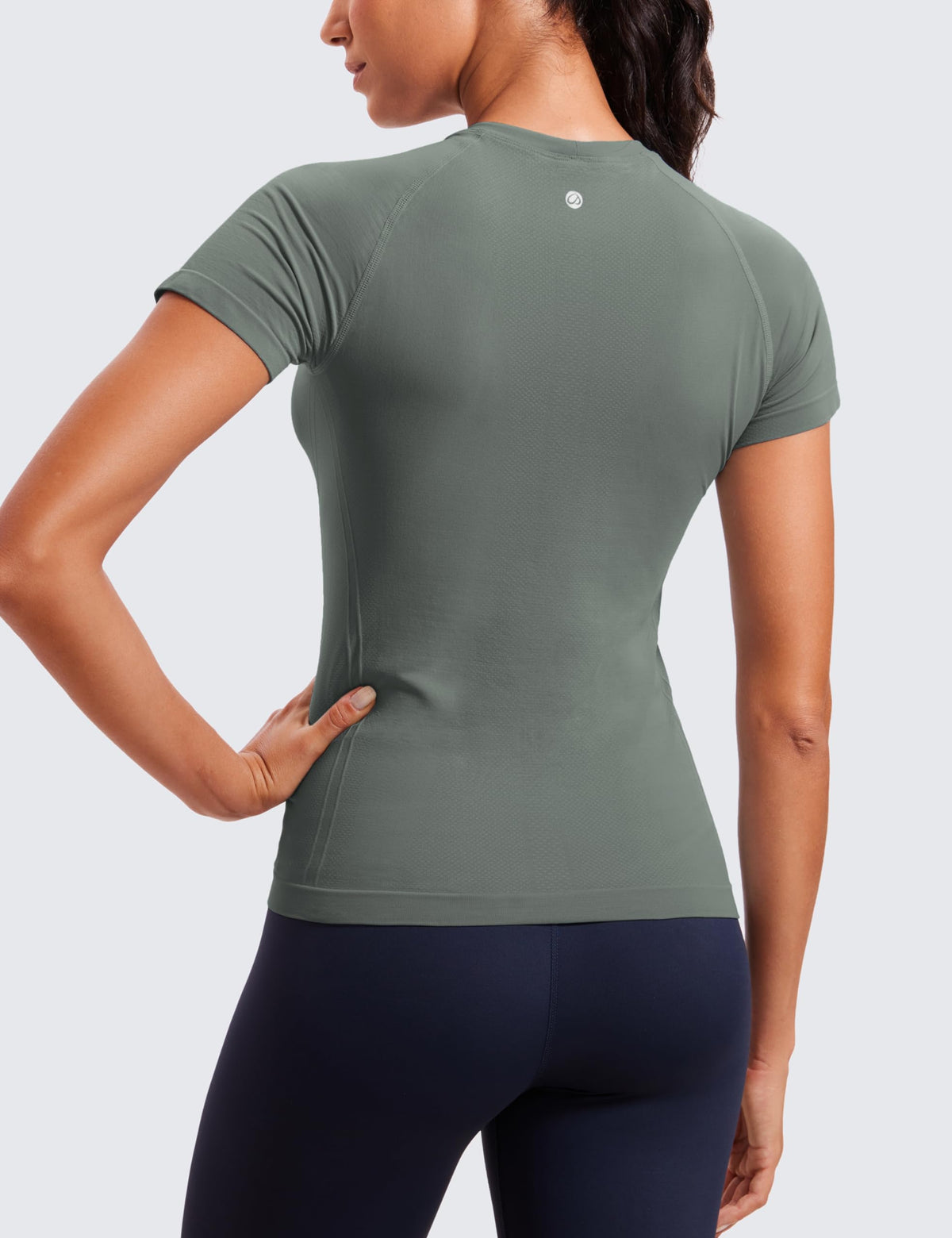 CRZ YOGA Seamless T-Shirt Hip Length Grey Sage XX-Small