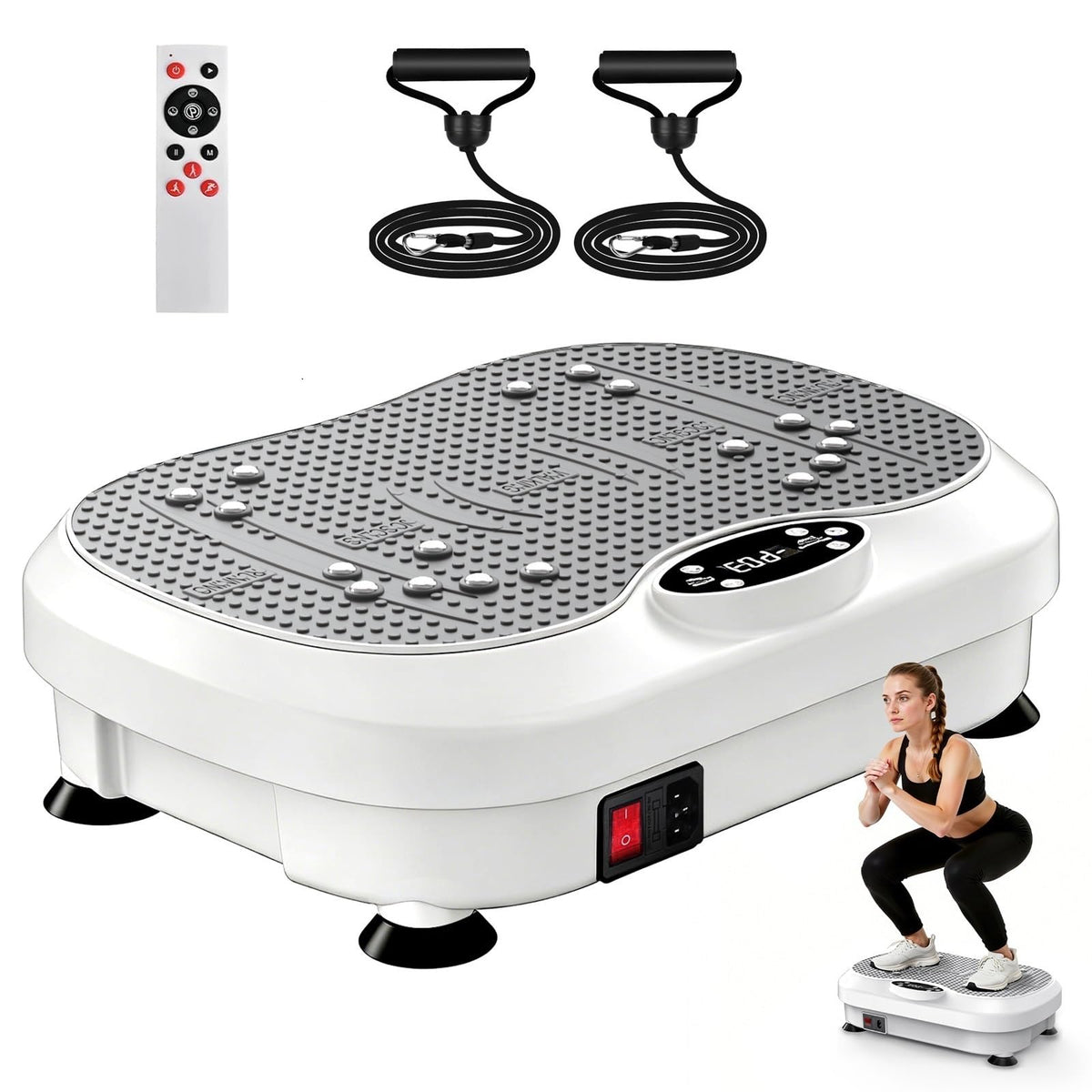 NISILIN Vibration Plate Exercise Machine for Lymphatic Drainage with 200 Levels, Whole Body Fitness Workout Equipment Stand Shake Board Sport Gym for Weight Loss Fat Burner for Women Men (White)