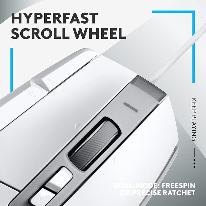 Logitech G502 X Wired Gaming Mouse - LIGHTFORCE Hybrid Optical-Mechanical Primary switches, Hero 25K Gaming Sensor, Compatible with PC - macOS/Windows - White