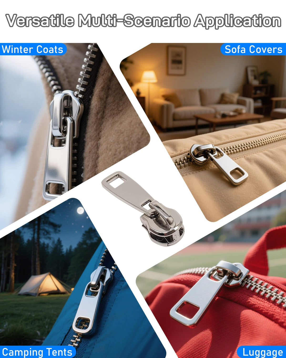 Durable Zipper Pull Replacement, Zipper Repair Kit with Fixing Tools, Professional Zippers Repair Solution for Jackets, Luggage, Bags, Tents and Outdoor Gear (Silver, 10#)