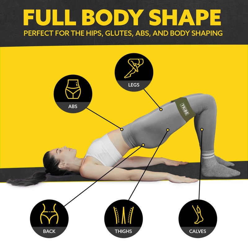 Tribe Lifting Fabric Resistance Bands for Working Out - 5 Exercise Bands Set for Legs and Glutes - Booty Bands for Women and Men - Thick Cloth Workout Bands for Physical Therapy, Hip Training