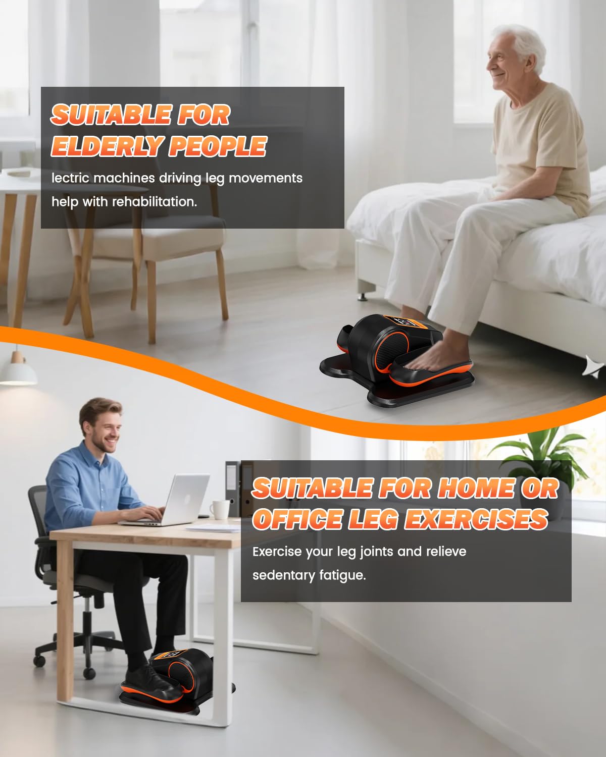Yagud Under Desk Elliptical Machine, Electric Leg Exerciser as Seen on TV for Senior, Quiet Portable Seated Pedal Exerciser Machine with Remote Control, 12 Adjustable Speeds for Home Office