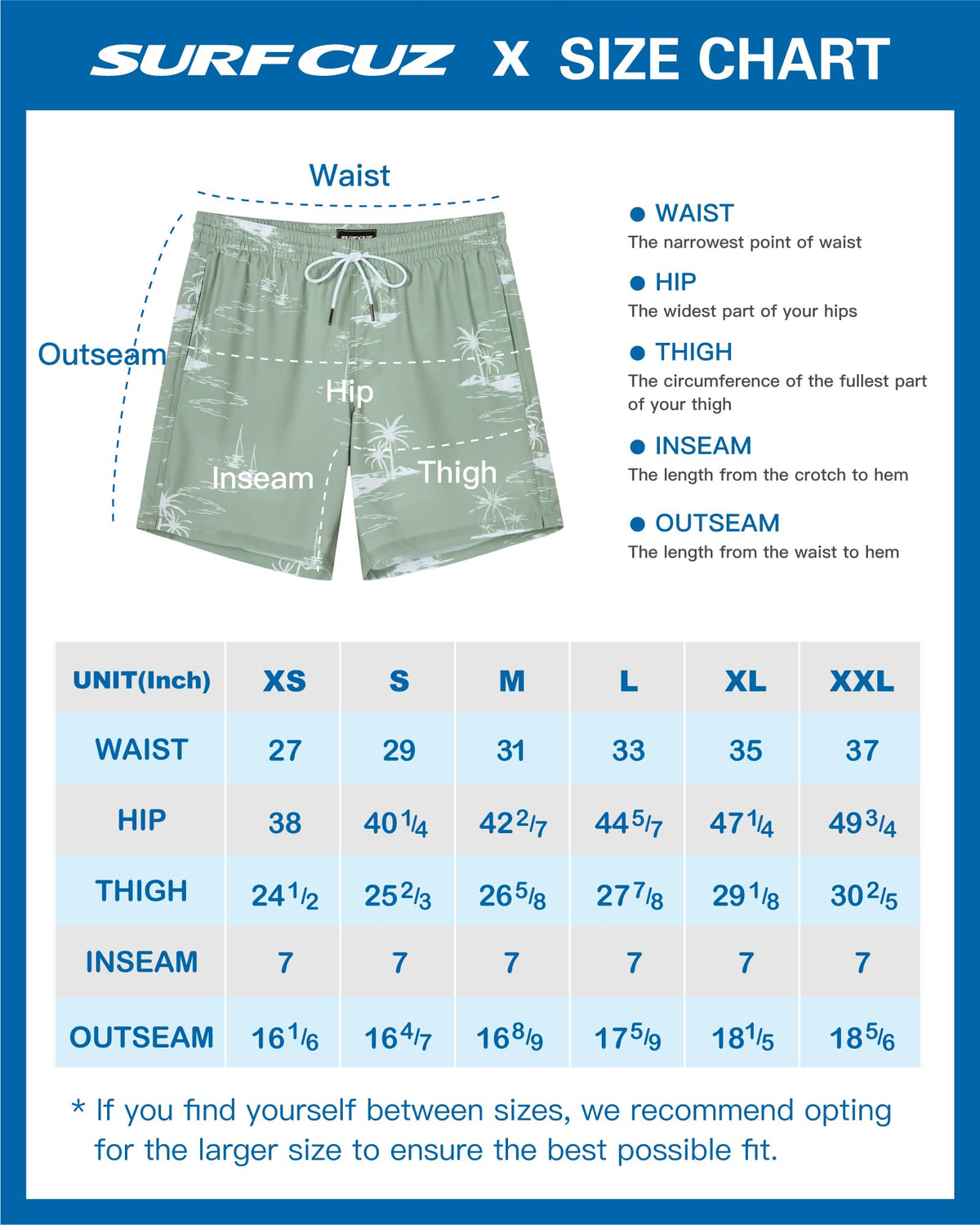 SURF CUZ Mens Swim Trunks with Compression Liner Quick Dry Swim Shorts 7" Swimming Trunks Stretch Bathing Suit 7 Inch,Coconut Island,S
