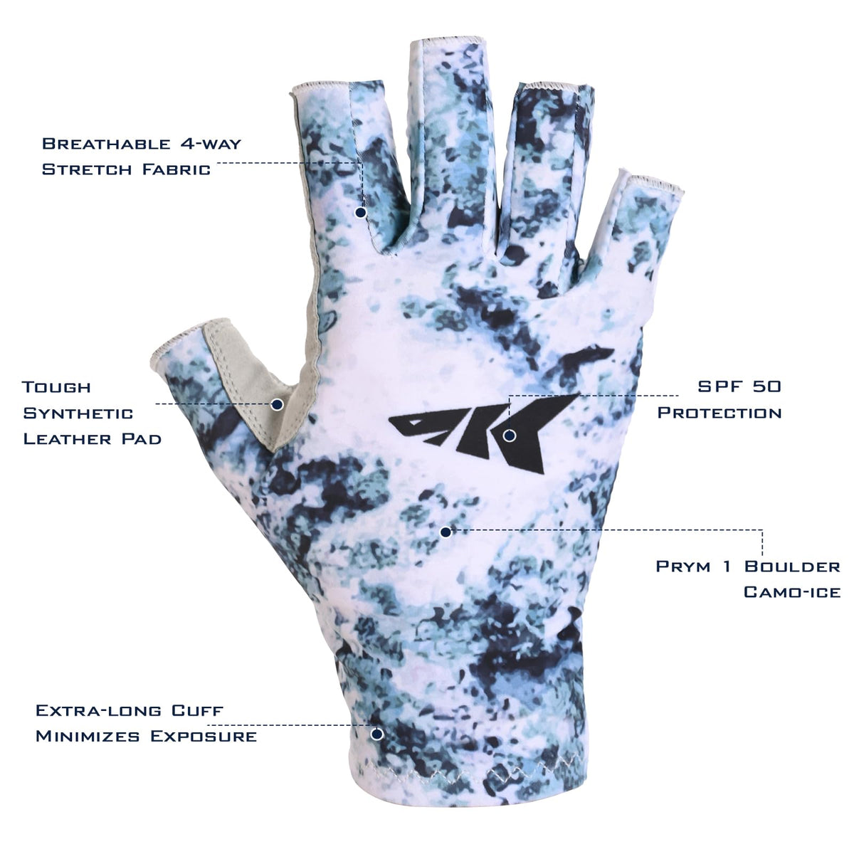 KastKing La Sal Fishing Gloves UPF50+ Sun Gloves UV Protection Fingerless Gloves Men Women for Outdoor, Kayaking, Rowing, Paddling, Canoeing, Hunting