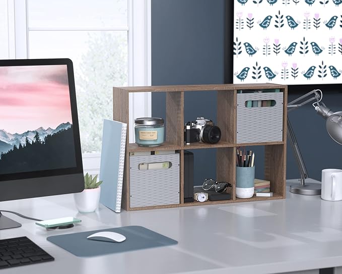 ClosetMaid Mini 6-Cube Desktop or Wall Mount Organizer, Weathered Teak