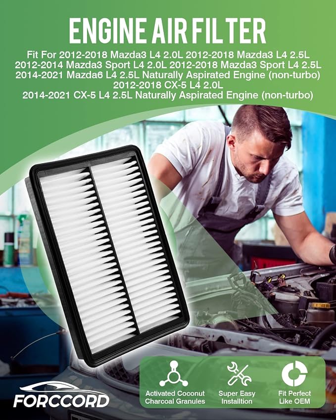 Cabin+Engine Air Filter Fit for CX-5, Mazda 3, Mazda 6 Not Turbo, Cabin Filter