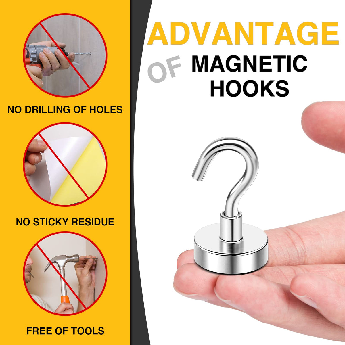 DIYMAG Magnetic Hooks, Strong Magents10 Pack 30lbs for Cuise Cabins Ship