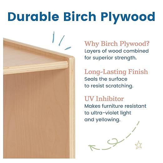 ECR4Kids Streamline 5-Section Coat Locker with Cubby Storage, Classroom Furniture, Natural