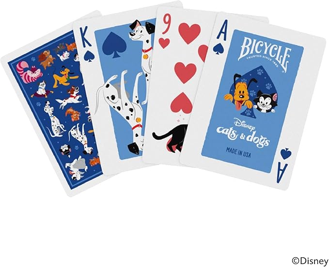 Bicycle Disney Cats and Dogs Inspired Playing Cards, Featuring Lady and The Tramp, Chesire Cat, 101 Dalmations, Yzma, and More!