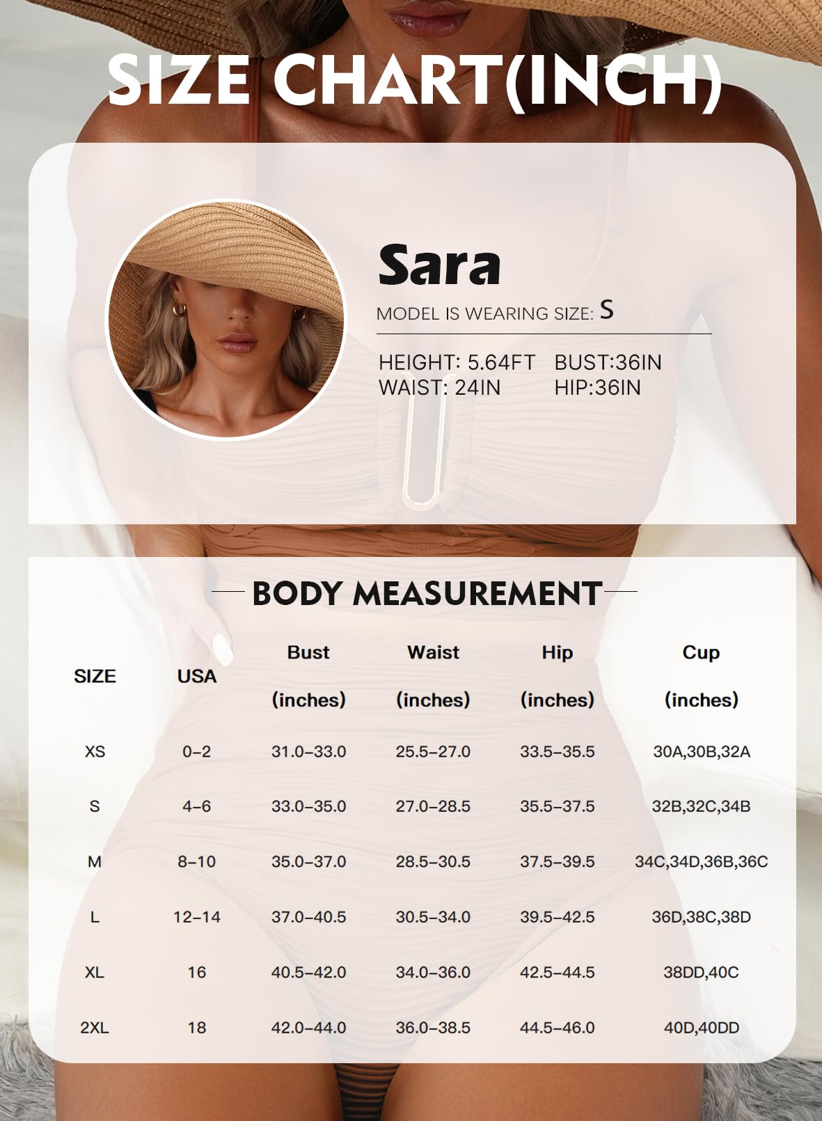 Herseas Women Popular Swimsuits 2 Piece U-Wired Push up Ribbed Ruched High Rise Bikini Sets Longline Modest Solid Swim Suit Wire Free Bathing Suit Cruise Essentials Caramel Large