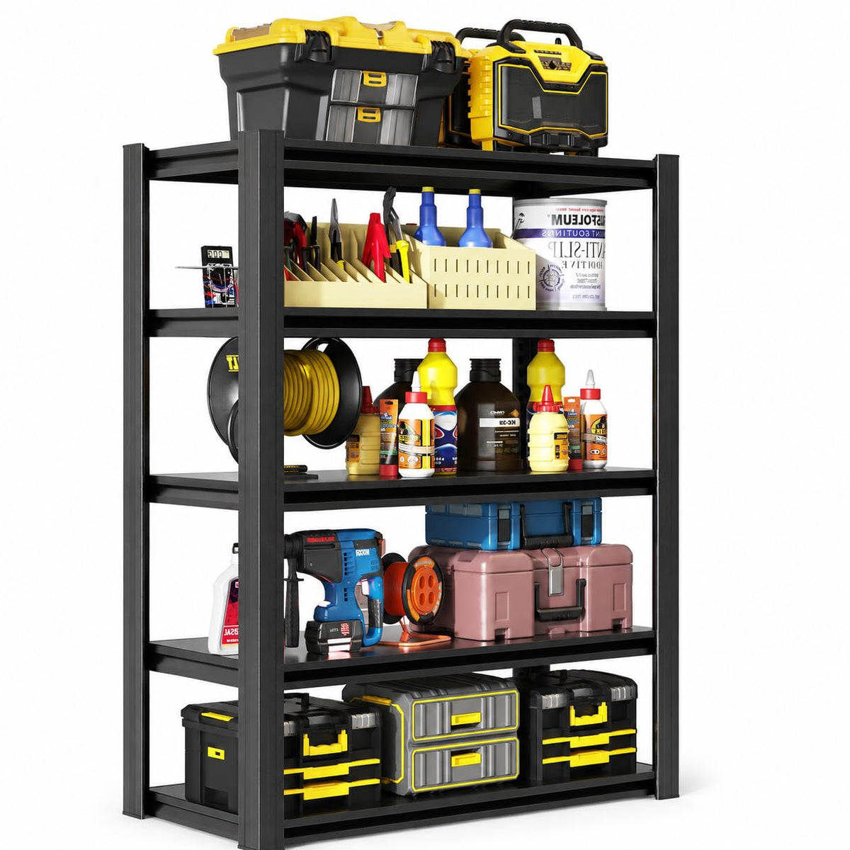 mysteeldepot Heavy Duty Garage Shelving, Metal Storage Shelves, 5 Tier Adjustable Storage Shelves, Metel Shelving, Industrial Utility Rack for Garage, Warehouse, Workshop, 72" H×35" W×16" D