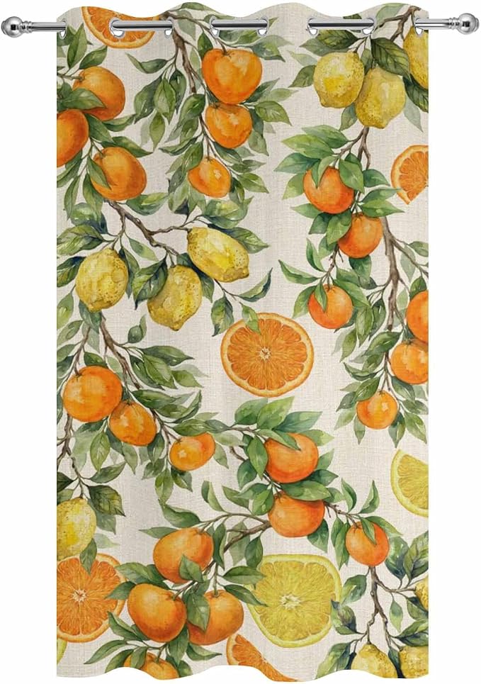 Lemons Yellow Orange Summer Plant Linen Outdoor Curtains