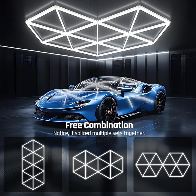 Hexagon Garage Lights, Super Bright Garage Lights Ceiling Led Hexagon 27 Pack 6500K for Gym, Basement, Warehouse,Auto Beauty Shop,Car Care Wash Room